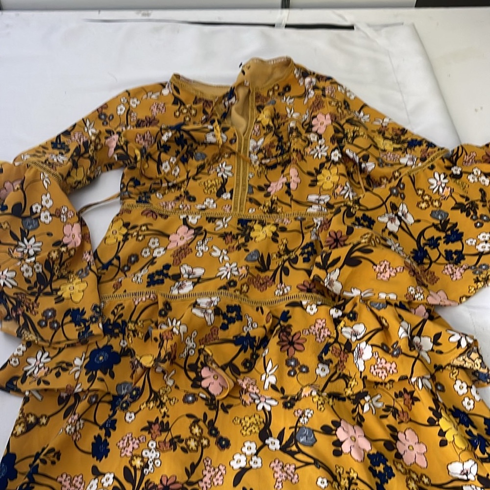 Beulah Mustard Floral Midi Dress